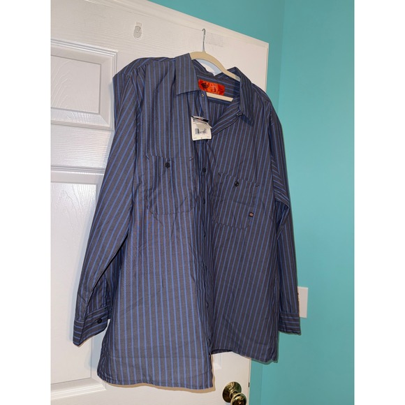 Dickies Other - Dickies Mens Long Sleeve Striped Work Shirt Blue Charcoal 2X NWT